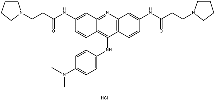 N,N′-(9-(4-(Dimethylamino)phenylamino)acridine-3,6-diyl)bis(3-(pyrrolidin-1-yl)propanamide) trihydrochloride 구조식 이미지