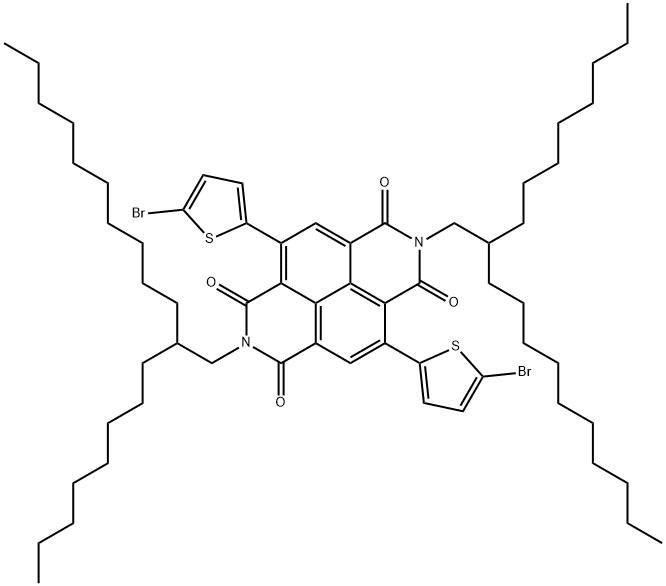 4,9-Bis(5-bromo-2-thienyl)-2,7-bis(2-octyldodecyl)-benzo[lmn][3,8]phenanthroline-1,3,6,8(2H,7H)-tetrone 구조식 이미지