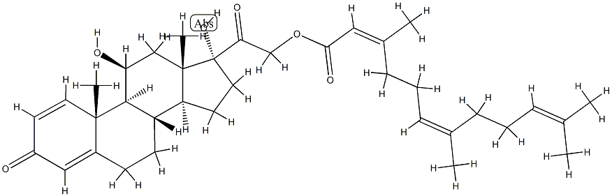 [2-[(8S,9S,10S,11S,13S,14S,17R)-11,17-dihydroxy-10,13-dimethyl-3-oxo-7,8,9,11,12,14,15,16-octahydro-6H-cyclopenta[a]phenanthren-17-yl]-2-oxo-ethyl] 3,7,11-trimethyldodeca-2,6,10-trienoate Structure