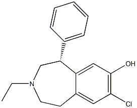 (5R)-2,3,4,5-Tetrahydro-8-chloro-3-ethyl-5α-phenyl-1H-3-benzazepin-7-ol 구조식 이미지