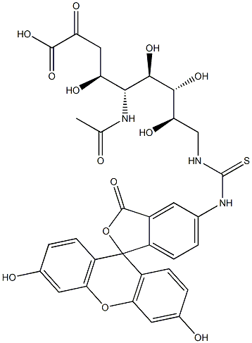 5-acetamido-9-(3-fluoresceinylthioureido)-3,5,9-trideoxy-2-nonulosonsonic acid 구조식 이미지