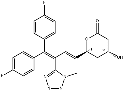 (4R)-Tetrahydro-4α-hydroxy-6α-[(E)-4,4-bis(4-fluorophenyl)-3-(1-methyl-1H-tetrazol-5-yl)-1,3-butadienyl]-2H-pyran-2-one Structure