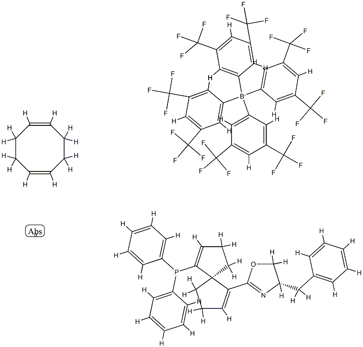 1,5-Cyclooctadiene{(4S)-(+)-2-[(5S)-6-(diphenylphosphino)spiro[4.4]nona-1.6-dien-1-yl]-4,5-dihydro-4-benzyloxazole}iridiuM(I) tetrakis[3,5-bis(trifluoroMethyl)phenyl]borate 구조식 이미지