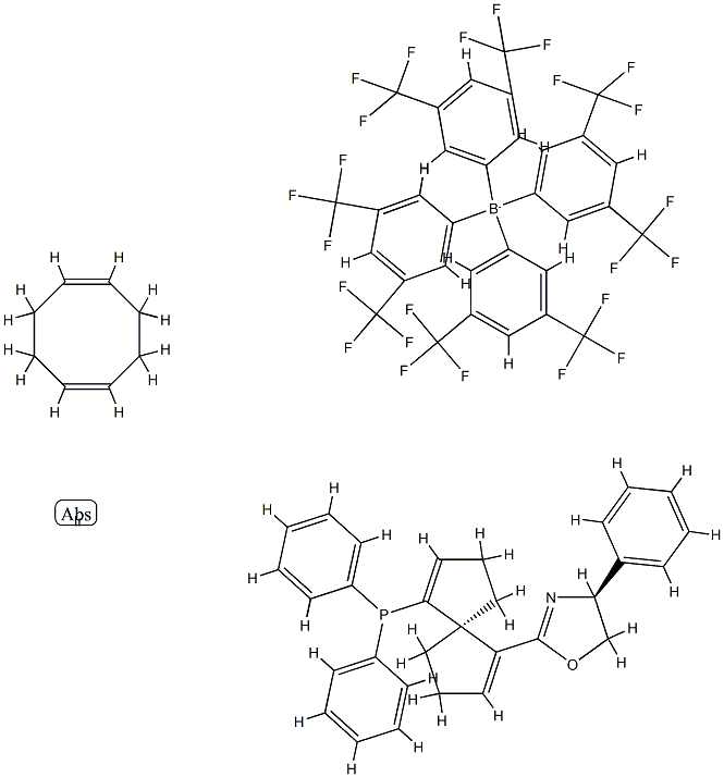 1,5-cyclooctadiene{(4S)-(-)-2-[(5R)-6-(diphenylphosphino)spiro[4.4]nona-1.6-dien-1-yl]-4,5-dihydro-4-phenyloxazole}iridiuM(I) tetrakis[3,5-bis(trifluoroMethyl)phenyl]borate 구조식 이미지