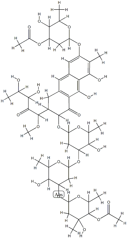 [6-[6-[6-[[6-(4-acetyloxy-5-hydroxy-6-methyl-oxan-2-yl)oxy-3-(3,4-dihy droxy-1-methoxy-2-oxo-pentyl)-8,9-dihydroxy-7-methyl-1-oxo-3,4-dihydro -2H-anthracen-2-yl]oxy]-3-hydroxy-2-methyl-oxan-4-yl]oxy-3-hydroxy-2-m ethyl-oxan-4-yl]oxy-4-hydroxy-2,4-dimethyl-oxan-3-yl] acetate 구조식 이미지