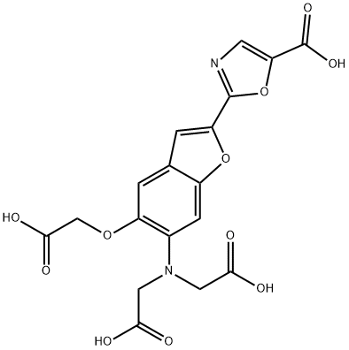 2-(2-(5-carboxy)oxazole)-5-hydroxy-6-aminobenzofuran-N,N,O-triacetic acid Structure