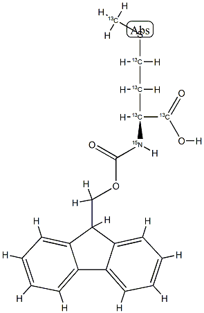 L-Methionine-13C5,15N,  N-Fmoc,  N-(9-Fluorenylmethoxycarbonyl)-L-methionine-13C5,15N Structure