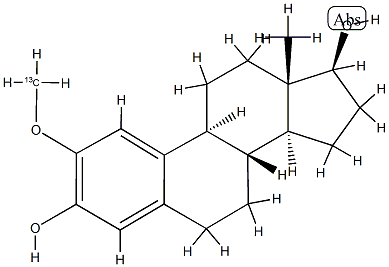 2-Hydroxyestradiol  2-methyl-13C,d3-ether,  2-Methoxy-13C,d3-estradiol,  3,17β-Dihydroxy-2-methoxy-13C,d3-1,3,5(10)-estratriene,  2,3,17β-Trihydroxy-1,3,5(10)-estratriene-2-methyl-13C,d3-ether,  1,3,5(10)-Estratriene-2,3,17-triol  2-methyl-13C,d3-ether Structure