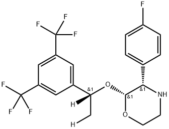 2-(R)-[1-(R)-(3,5-Bis(trifluoromethyl)phenyl)ethoxy]-3-(S)-fluorophenylmorpholine-d2\n[Aprepitant-M2-d2] Structure