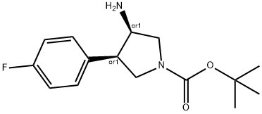 1-PYRROLIDINECARBOXYLIC ACID, 3-AMINO-4-(4-FLUOROPHENYL)-, 1,1-DIMETHYLETHYL ESTER, (3R,4R)-REL- Structure