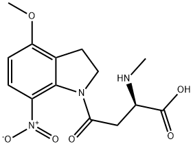 (R)-α-Methylamino-2,3-dihydro-4-methoxy-7-nitro-γ-oxo-1H-indole-1-butanoicacid 구조식 이미지
