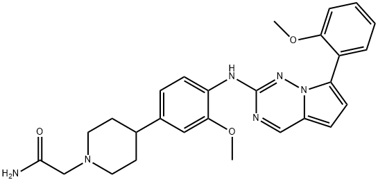 1-PiperidineacetaMide, 4-[3-Methoxy-4-[[7-(2-Methoxyphenyl)pyrrolo[2,1-f][1,2,4]triazin-2-yl]aMino]phenyl]- Structure