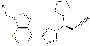 1H-Pyrazole-1-propanenitrile, β-cyclopentyl-4-[7-(hydroxyMethyl)-7H-pyrrolo[2,3-d]pyriMidin-4-yl]-,(βR)- 구조식 이미지