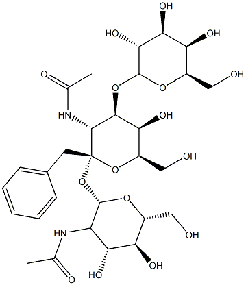 benzyl O-galactopyranosyl-(1-3)-O-(2-acetamido-2-deoxyglucopyranosyl)-(1-6)-2-acetamido-2-deoxygalactopyranoside Structure