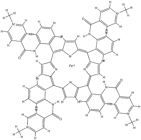 Fe(III)-알파,알파,알파,베타-테트라-오르토-(N-메틸-이소니코틴아미도페닐)포르피린 구조식 이미지