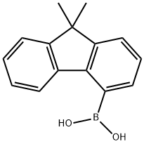 (9,9-Dimethyl-9H-fluoren-4-yl)boronic 산 구조식 이미지