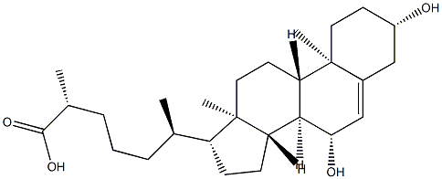 (25R)-cholest-5-en-26-oic acid, 3,7-hydroxy 구조식 이미지