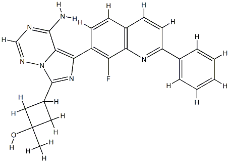 Cyclobutanol, 3-[4-aMino-5-(8-fluoro-2-phenyl-7-quinolinyl)iMidazo[5,1-f][1,2,4]triazin-7-yl]-1-Methyl-, cis- Structure