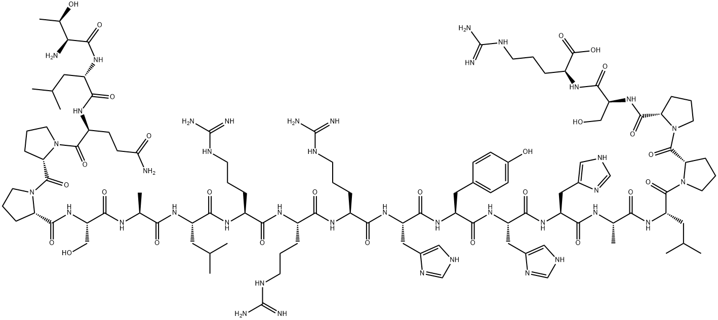 H-Thr-Leu-Gln-Pro-Pro-Ser-Ala-Leu-Arg-Arg-Arg-His-Tyr-His-His-Ala-Leu-Pro-Pro-Ser-Arg-OH 구조식 이미지