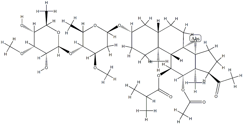 1→4-β-oleandropyranosyl-11-O-isobutyryl-12-O-acetyltenacigenin B Structure
