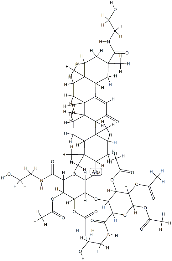 [3,4-diacetyloxy-5-[4,5-diacetyloxy-6-(2-hydroxyethylcarbamoyl)-2-[[11 -(2-hydroxyethylcarbamoyl)-4,4,6a,6b,8a,11,14b-heptamethyl-14-oxo-2,3, 4a,5,6,7,8,9,10,12,12a,14a-dodecahydro-1H-picen-3-yl]oxy]oxan-3-yl]oxy -6-(2-hydroxyethylcarbamoyl)oxan-2-yl] acetate 구조식 이미지