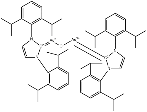 Bis{1,3-bis[2,6-bis(1-Methylethyl)phenyl]-1,3-dihydro-2H-iMidazol-2-ylidene}-μ-hydroxydigold(I) tetrafluoroborate Structure