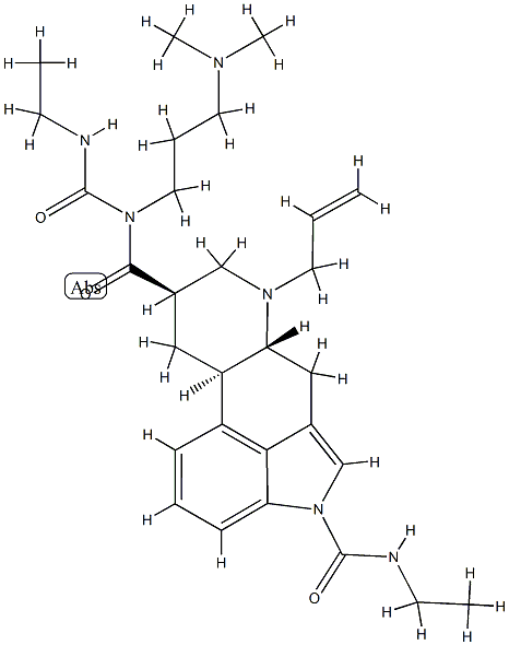(6aR,9R,10aR)-9-N-[3-(dimethylamino)propyl]-4-N-ethyl-9-N-(ethylcarbamoyl)-7-prop-2-enyl-6,6a,8,9,10,10a-hexahydroindolo[4,3-fg]quinoline-4,9-dicarboxamide 구조식 이미지