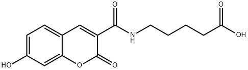 5-[(7-Hydroxy-2-oxo-2H-chromene-3-carbonyl)-amino]-pentanoic acid(WX610211) 구조식 이미지