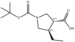 (3R,4R)-1-[(tert-butoxy)carbonyl]-4-ethylpyrrolidine-3-carboxyli Structure