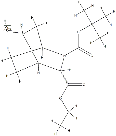 Racemic-(1S,3S,4S,5R)-2-Tert-Butyl 3-Ethyl 5-Hydroxy-2-Azabicyclo[2.2.2]Octane-2,3-Dicarboxylate 구조식 이미지