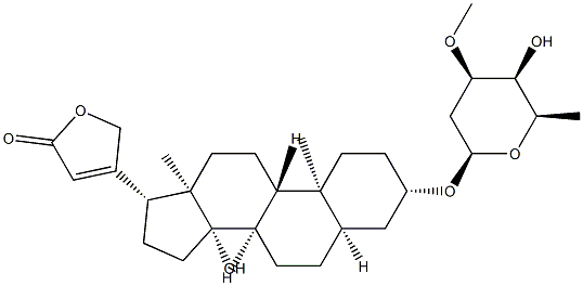 3β-[(3-O-Methyl-2,6-dideoxy-β-D-lyxo-hexopyranosyl)oxy]-14-hydroxy-5β,14β-carda-20(22)-enolide Structure