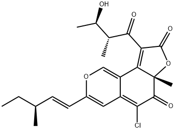 (6aS)-5-Chloro-9-[(2S,3R)-3-hydroxy-2-methyl-1-oxobutyl]-6aα-methyl-3-[(1E,3S)-3-methyl-1-pentenyl]-6H-furo[2,3-h]-2-benzopyran-6,8(6aH)-dione Structure