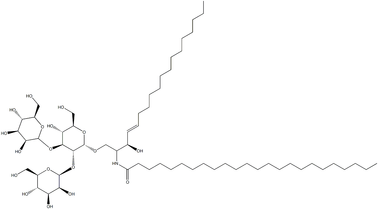 O-mannopyranosyl-(1-3)-O-mannopyranosyl-(1-4)-O-glucopyranosyl-(1-1)-2-N-tetracosanoylsphingenine 구조식 이미지