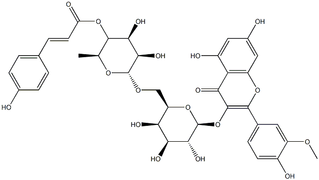 isorhamnetin 3-O-beta-(4'''-4-coumaroyl-alpha-rhamnosyl(1-6)galactoside) Structure