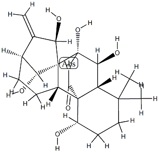 Kaur-16-en-20-oic acid,1,6,7,7,14,15-hexahydroxy-, 20,7-lactone, (1a,6b,7a,14R,15b)- (9CI) Structure