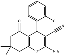 2-amino-4-(2-chlorophenyl)-7,7-dimethyl-5-oxo-5,6,7,8-tetrahydro-4H-chromene-3-carbonitrile Structure