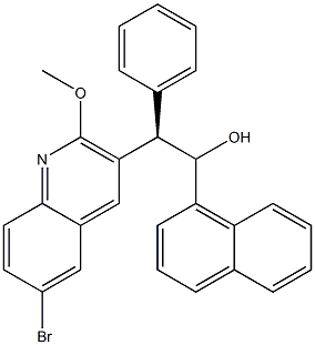 3-퀴놀린에탄올,6-브로모-2-메톡시-α-1-나프탈레닐-β-페닐-,(βR)- 구조식 이미지