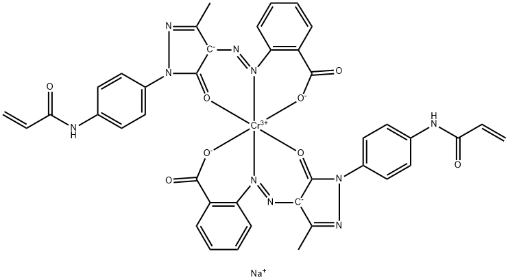 Chromate(1-), bis[2-[[4,5-dihydro-3-methyl- 5-oxo-1-[4-[(1-oxChromate(1-), bis[2-[[4,5-dihydro-3-methyl- 5-oxo-1-[4-[(1-oxo-2-propenyl)amino]phenyl]-1H -pyrazol-4-yl]azo]benzoato(2-)]o-2-propenyl)amin o]phenyl]-1H-pyrazol-4-yl]azo]benzoato(2-)]-, sodium 구조식 이미지