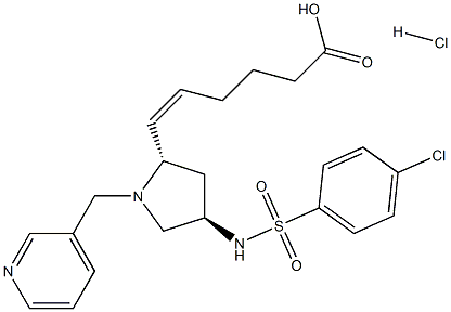 5-Hexenoic acid,6-[(2S,4R)-4-[[(4-chlorophenyl)sulfonyl]amino]-1-(3-pyridinylmethyl)-2-pyrrolidinyl]-,hydrochloride (1:1), (5Z)- 구조식 이미지