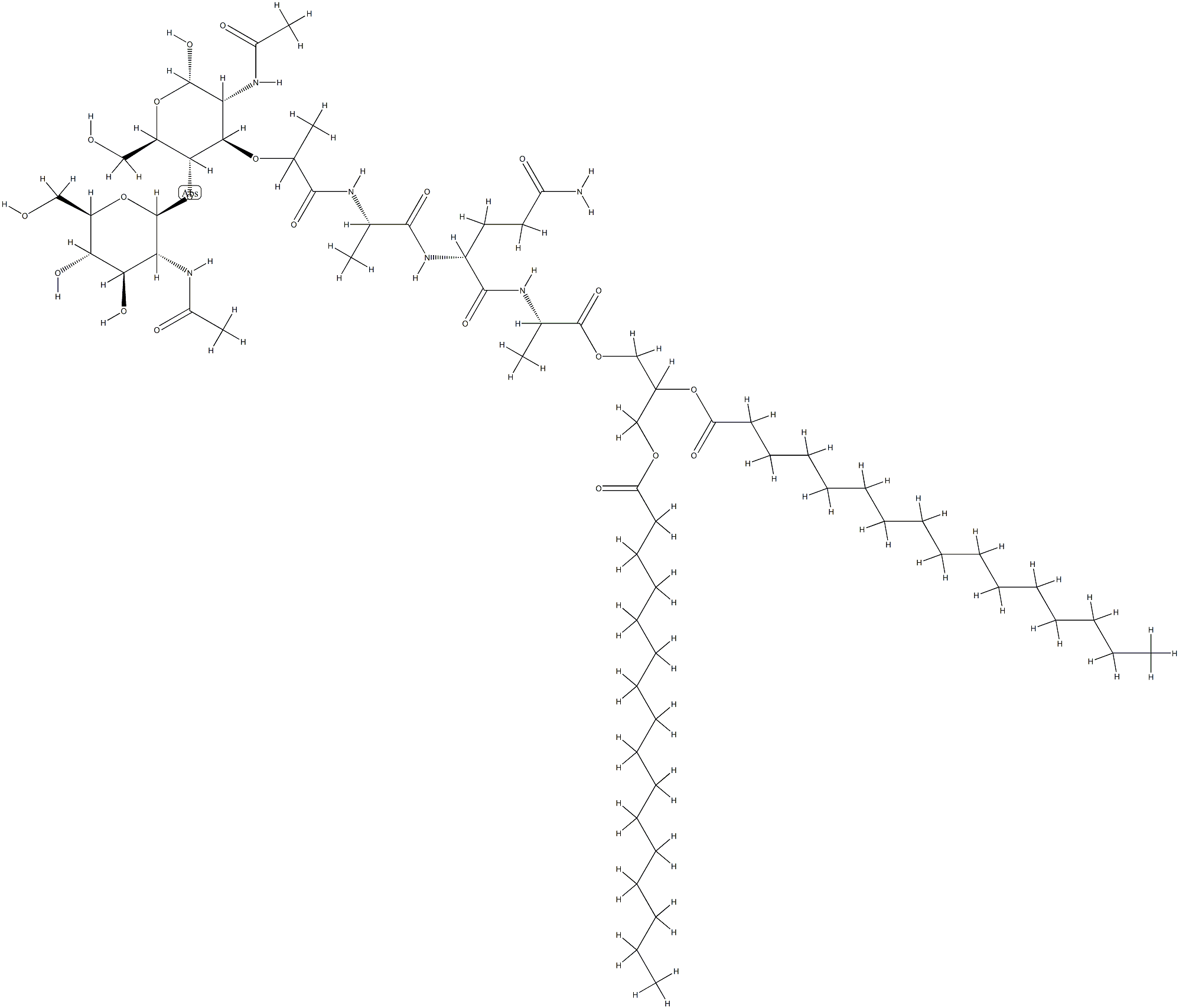 N-아세틸글루코사민-N-아세틸무라밀-알라닐-이소글루타미닐-알라닐-글리세롤디팔미토일 구조식 이미지