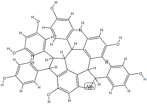 Benz[5,6]azuleno[7,8,1-cde]benzofuran-2,6,8-triol,4-(3,5-dihydroxyphenyl)-3,4,4a,5,9b,10-hexahydro-3,5,10-tris(4-hydroxyphenyl)-,(3R,4R,4aR,5S,9bS,10S)-rel-(+)- 구조식 이미지