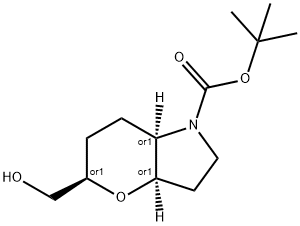 Racemic-(3aR,5R,7aR)-tert-butyl 5-(hydroxymethyl)hexahydropyrano[3,2-b]pyrrole-1(2H)-carboxylate 구조식 이미지