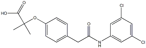 4-(2-(4-(((3,5-dichloroanilino)carbonyl)methyl)phenoxy)-2-methylpropionic acid) Structure