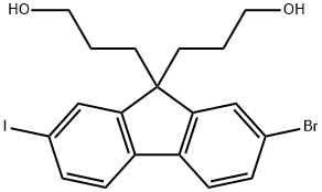 3,3-(2-Bromo-7-Iodo-9H-Fluorene-9,9-Diyl)Bis(Propan-1-Ol)(WXC01258) 구조식 이미지