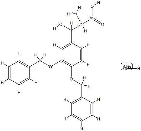 3,4-Di-O-benzyl Droxidopa-13C2,15N Hydrochloride\n(Mixture of Diastereomers) Structure