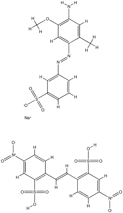 Benzenesulfonic acid, 2,2'-(1,2-ethenediyl)bis[5-nitro-, reaction products with 3-[(4-amino-5-methoxy-2-methylphenyl)azo]benzenesulfonic acid monosodium salt 구조식 이미지