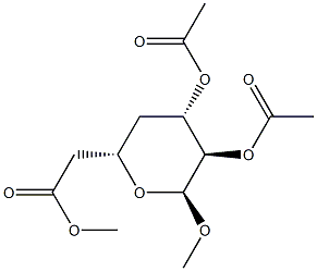 메틸2-O,3-O,6-O-트리아세틸-4-데옥시-α-D-자일로-헥소피라노시드 구조식 이미지