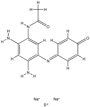 Acetamide, N-[2,4-diamino-5-[(4-oxo-2,5-cyclohexadien-1-ylidene)amino]phenyl]-, reaction products with sodium sulfide (Na2(Sx)), oxidized  구조식 이미지