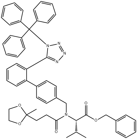 N-[(2’-Trityltetrazol[1,1'-biphenyl]-4-yl)methyl]-N-[3-(2-methyl-1,3-dioxolan-2-yl)-1-oxopropyl]-L-valine Benzyl Ester 구조식 이미지