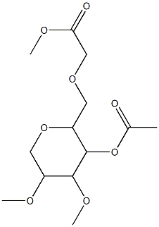 4-O-acetyl-1,5-anhydro-O-(methoxycarbonylmethyl)di-O-methylglucitol Structure